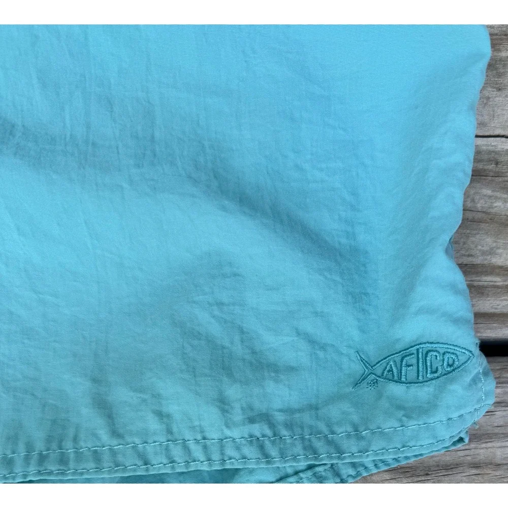 AFTCO Fishing Shorts Teal Blue Quick Dry Elastic Waist Mens Size XL